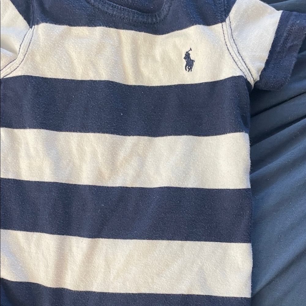 Ralph Lauren Kids Shirt with Navy and Cream Stripes